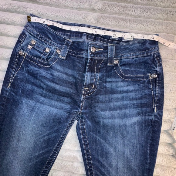 Miss Me Jeans Women's 28 Dark Wash Lace Cross Embellished Booty Bootcut 29x32 - Picture 6 of 12